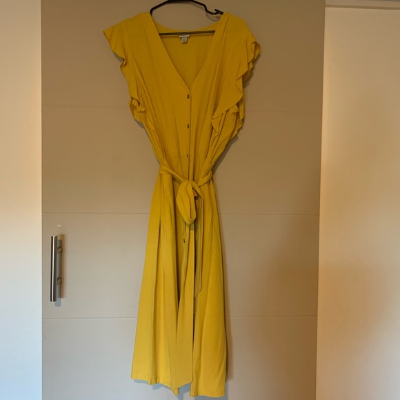 Mustard Button Down Midi Dress - Picture 3 of 3